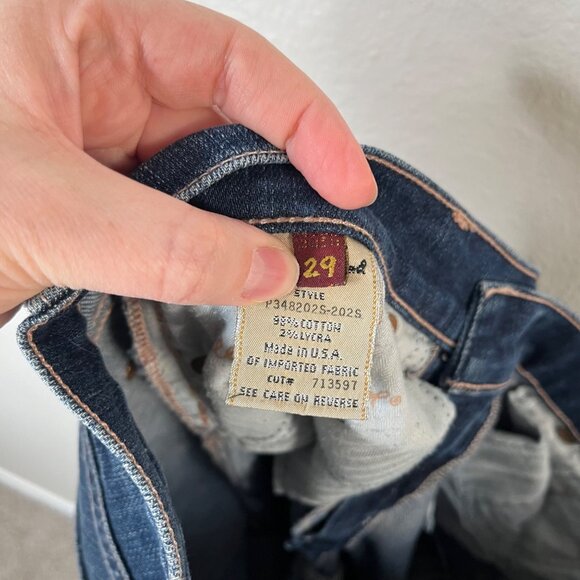 7 For All Mankind Dojo Crop Mid Rise Blue Denim  Jeans Size 29 - Picture 8 of 9